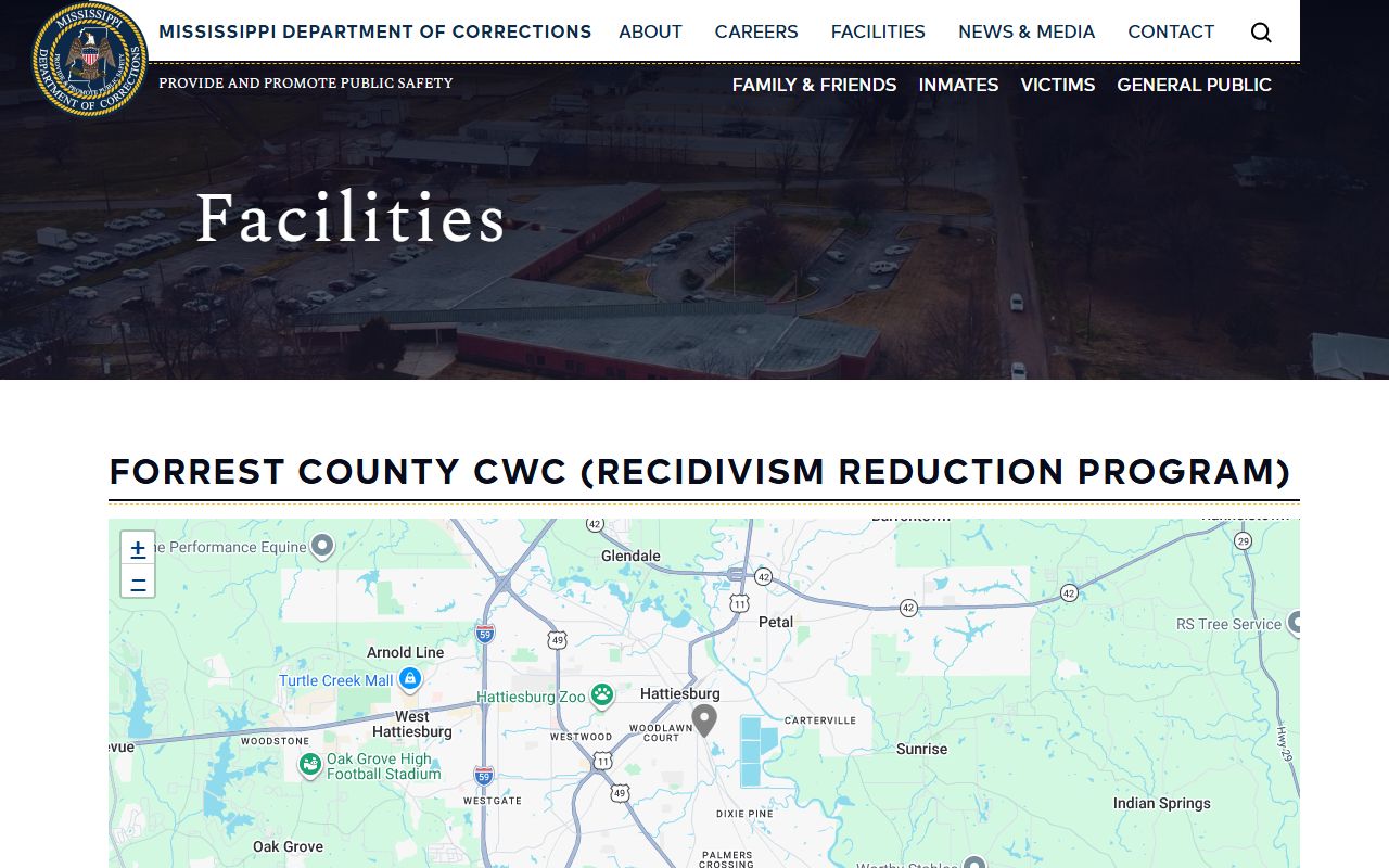 MDOC Forrest County CWC facility information page