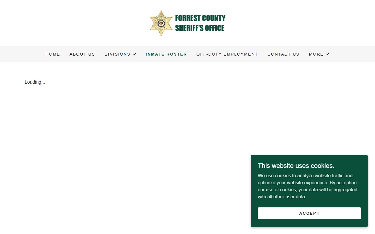 Forrest County inmate roster landing page for current jail population lookup